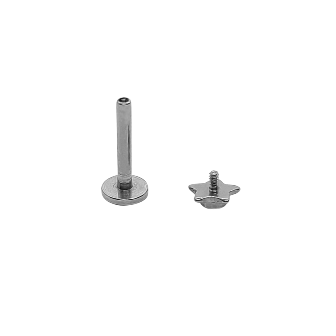 Surgical Steel 14 Gauge Flat Back Labret Stud with CZ Star - photo 2