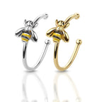 Surgical Steel Nose Ring Hoop 20 Gauge 5/16" Front Bumble Bee - Kruelty