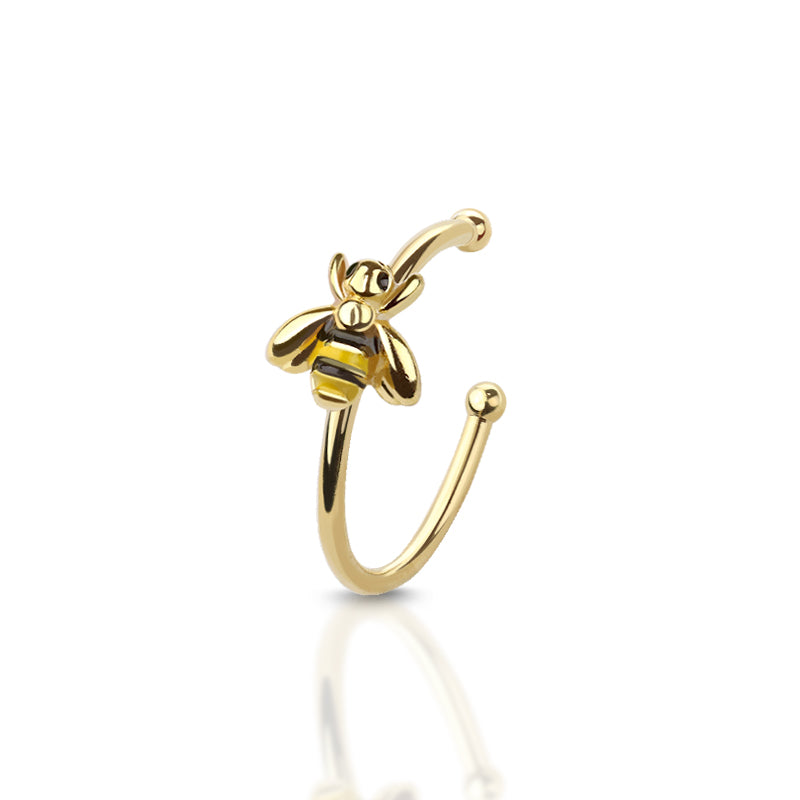 Surgical Steel 20 Gauge Nose Hoop with Bumble Bee
