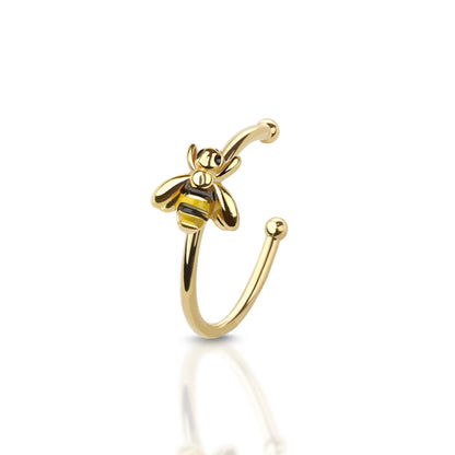 Surgical Steel 20 Gauge Nose Hoop with Bumble Bee