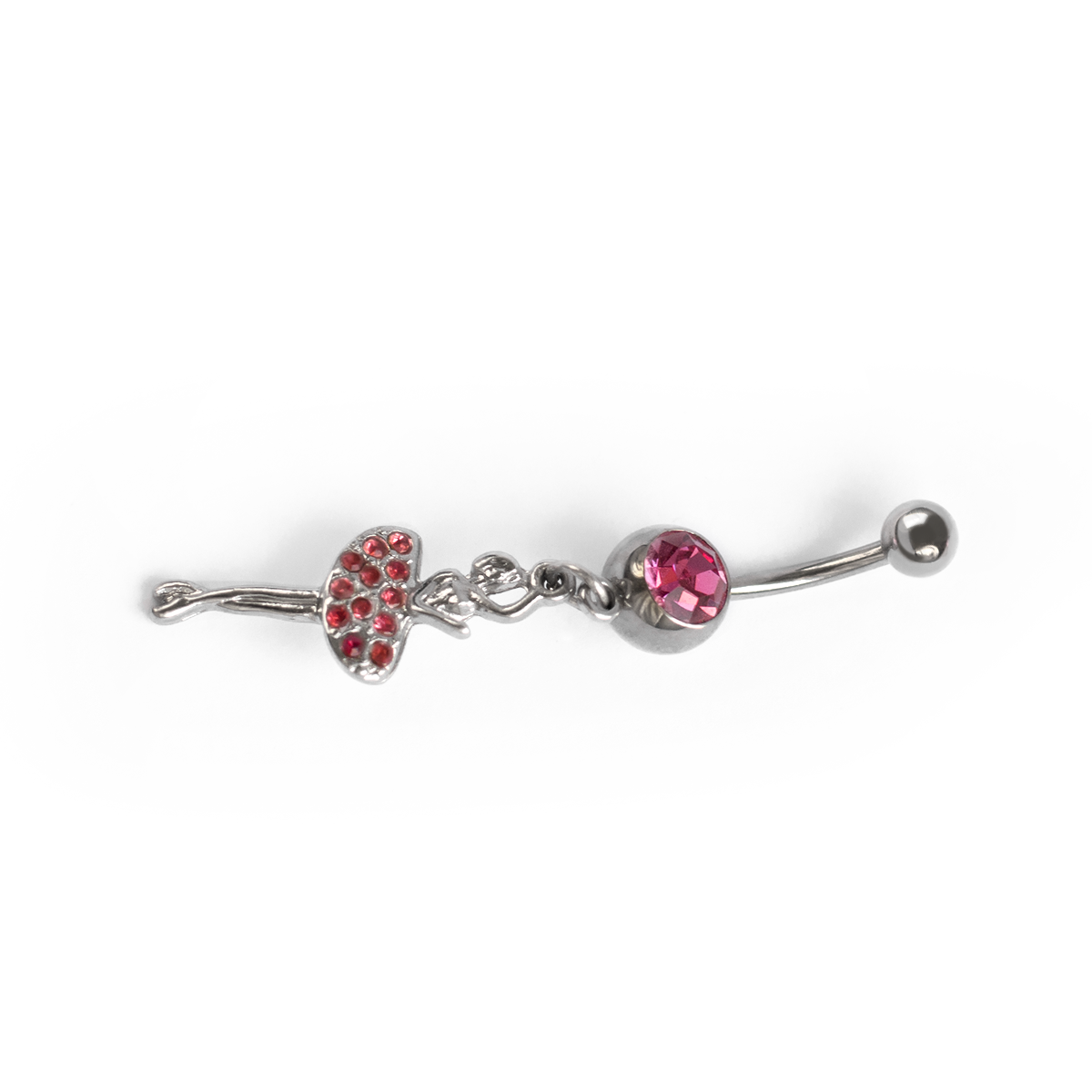 Surgical Steel Dancing Girl CZ Dangle Belly Button Ring