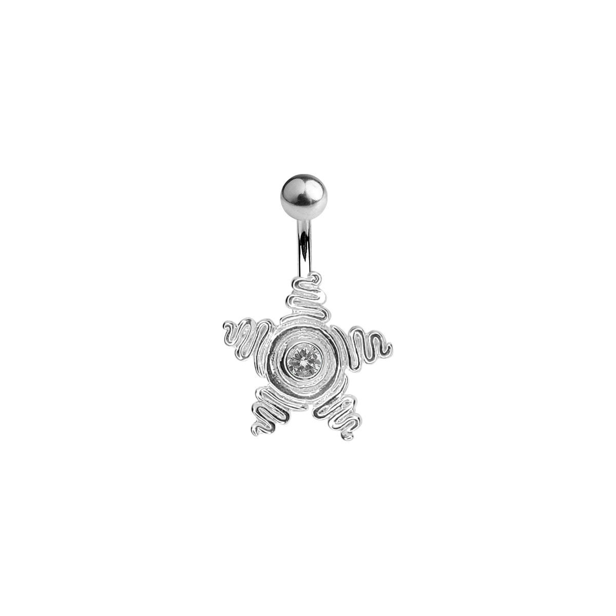 Titanium 14 Gauge Belly Ring with Large CZ Star Anodized - photo 2