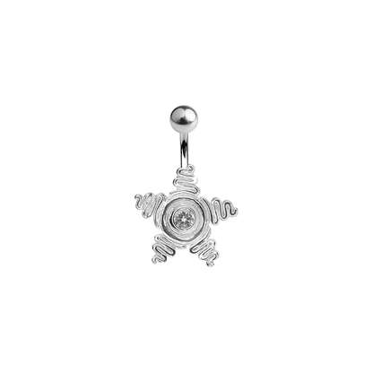 Titanium 14 Gauge Belly Ring with Large CZ Star Anodized - photo 2