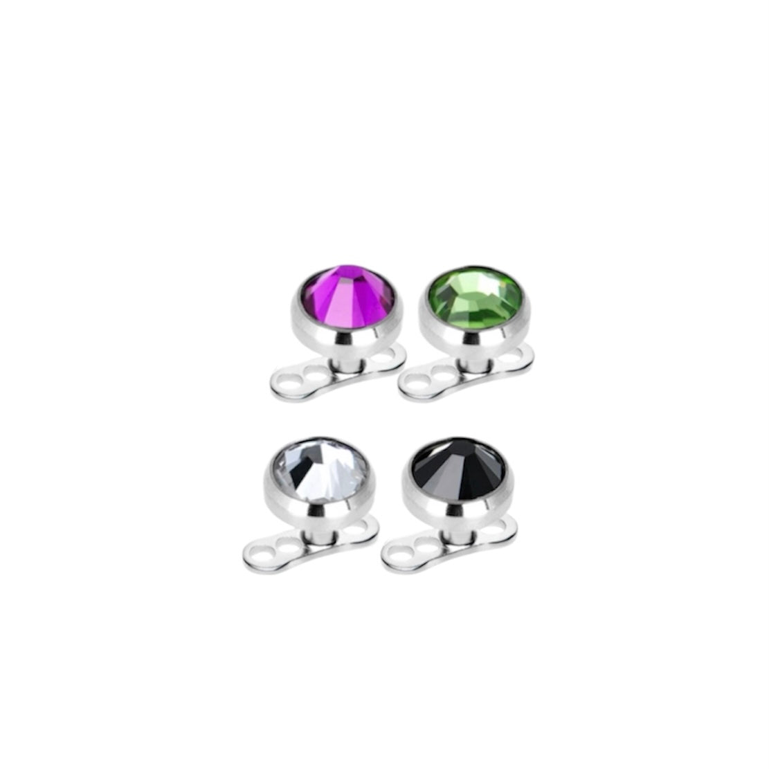 Surgical Steel 14 Gauge Dermal Anchor Tops Bezel Base with CZ - 4 Pack - photo 4