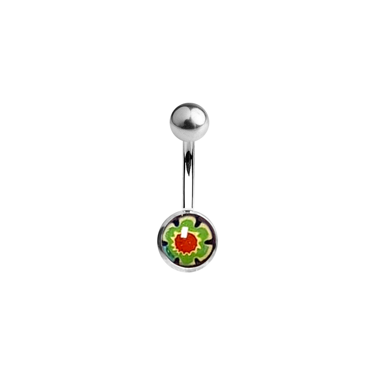 Titanium 14 Gauge Belly Ring with Flower Logo - photo 2