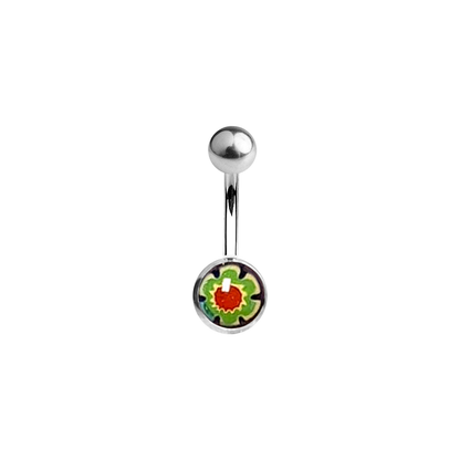 Titanium 14 Gauge Belly Ring with Flower Logo - photo 2