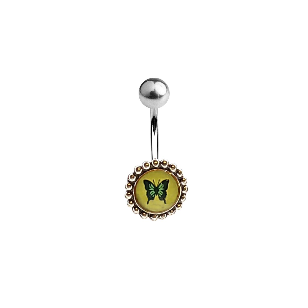 Titanium 14 Gauge Belly Ring with Butterfly Flower Logo - photo 2
