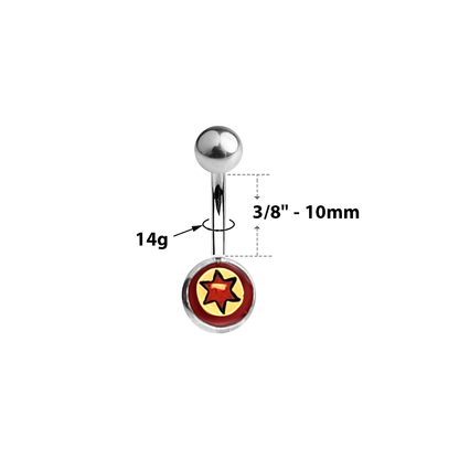 Titanium 14 Gauge Belly Ring with Red Star Logo - photo 2