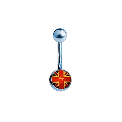 Titanium 14 Gauge Belly Ring with Blue British Flag Logo