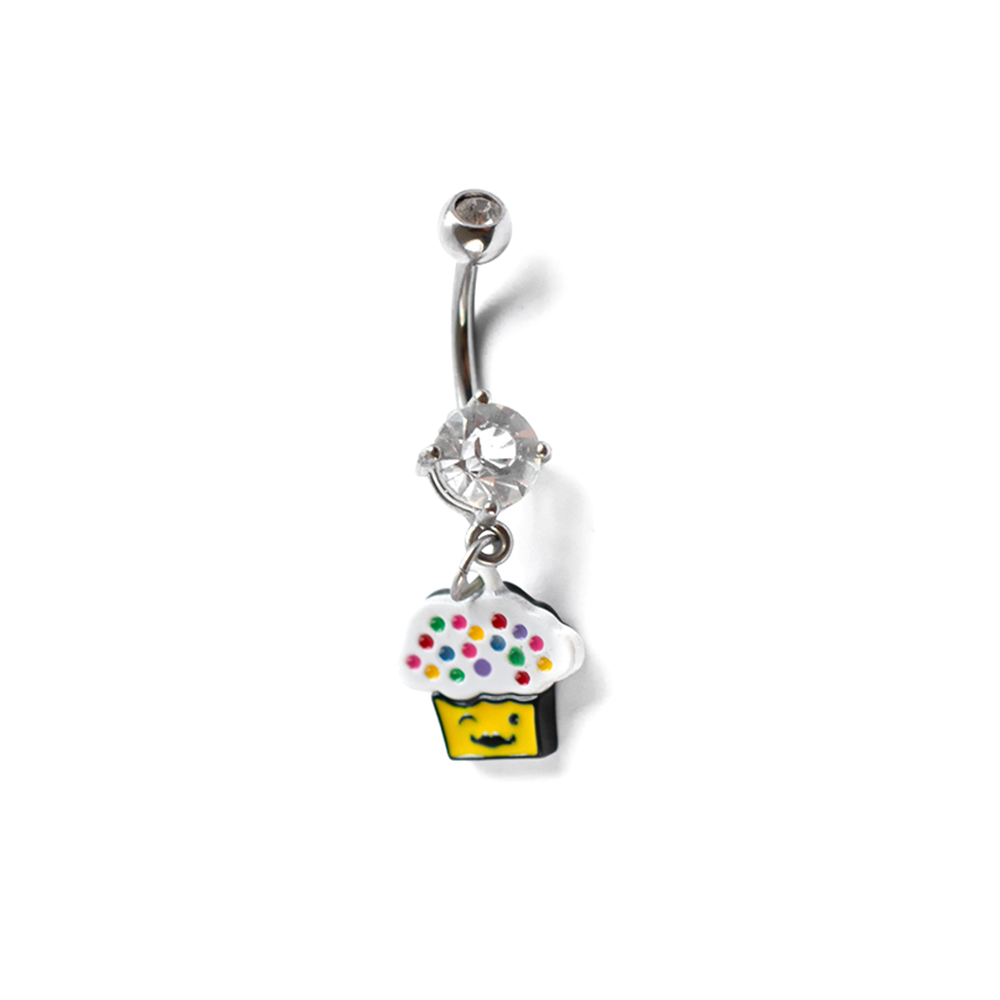 Surgical Steel Cute Cupcake Dangle Belly Button Ring