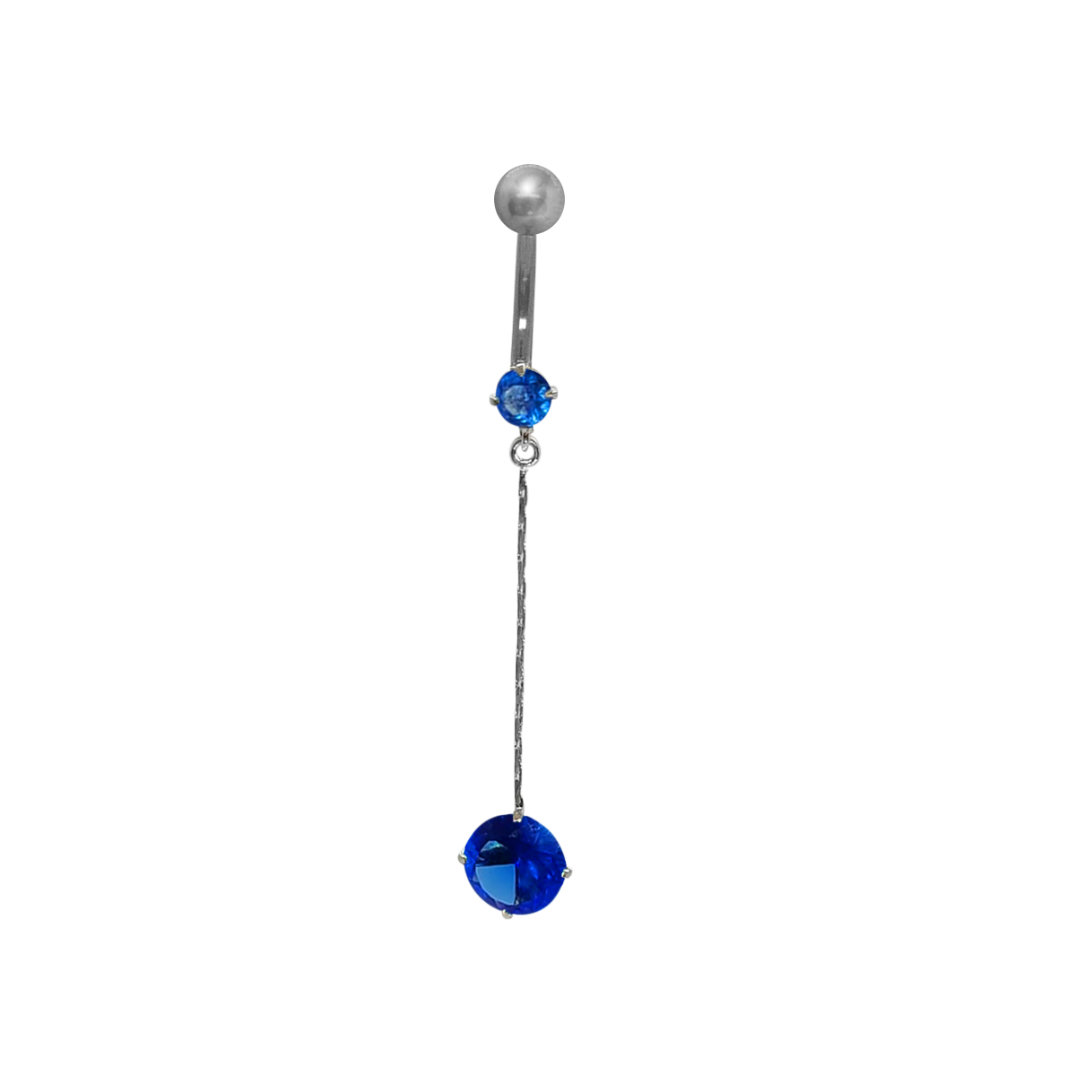 Surgical Steel 14 Gauge Belly Ring with Prong CZ Chain Dangle - photo 2
