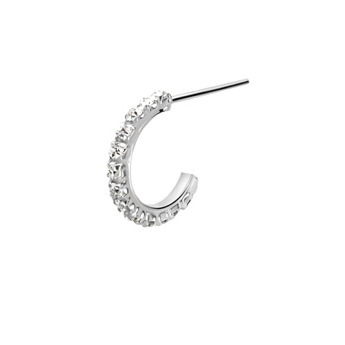 .925 Sterling Silver 22 Gauge Self Bending Clear Gem Nose Hoop