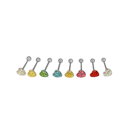 Surgical Steel 14 Gauge Tongue Barbell with Heart Paved CZ - photo 2