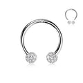 14 Karat Solid Gold Horseshoe Circular Barbell 16 Gauge CZ Paved Ball - Kruelty - Photo 5