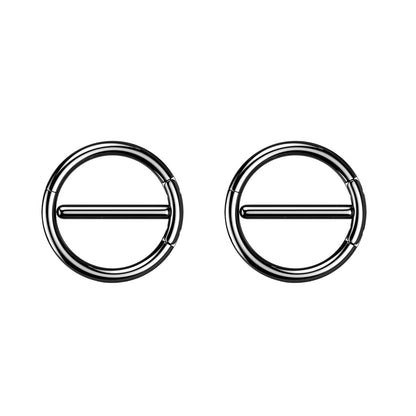 Surgical Steel Nipple Ring Hoop 14 Gauge with Dual Hinge - Pair