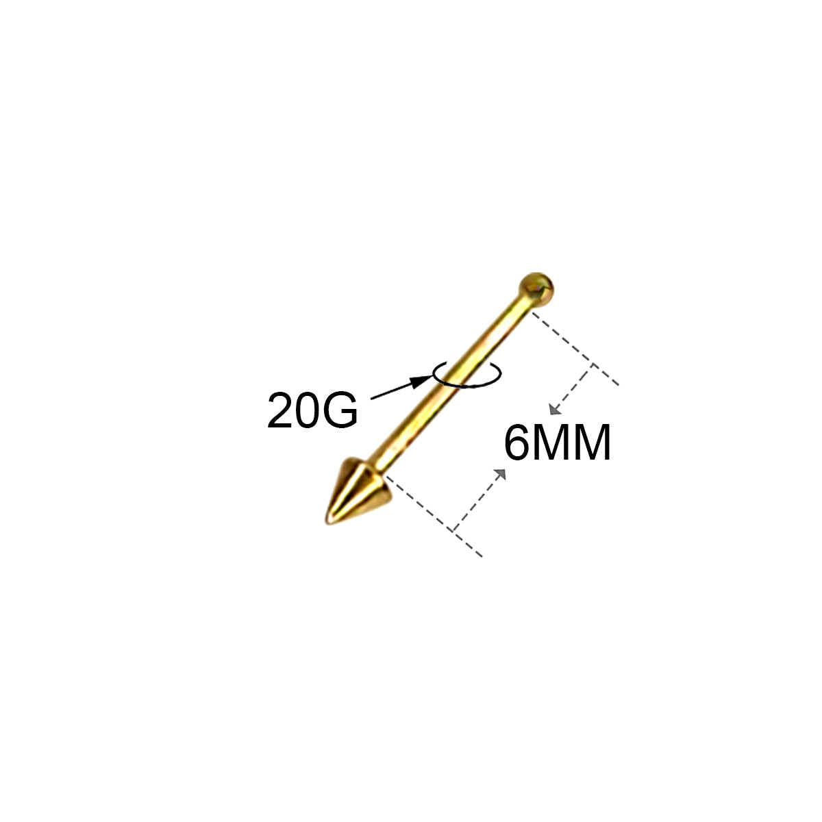 Titanium 20 Gauge Nose Bone Stud with Anodized Spike - photo 2