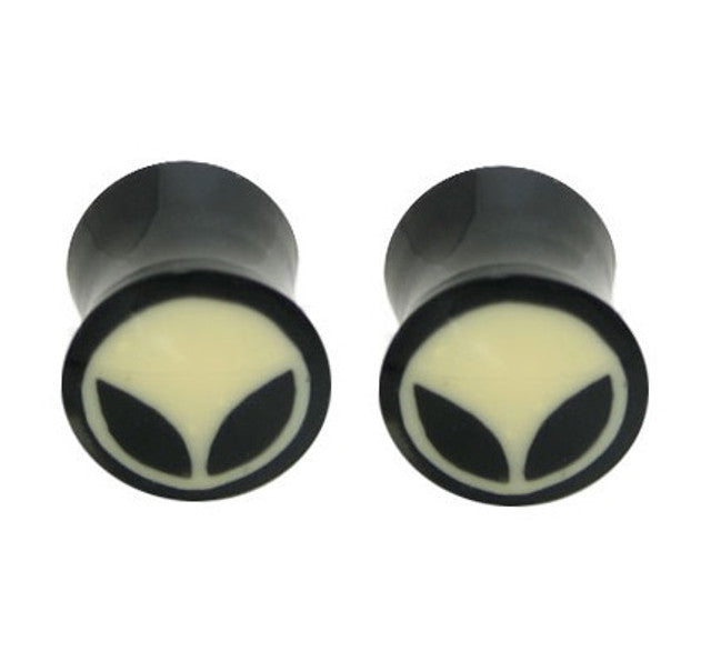 Black Bone 2 Gauge Alien Eye Saddle Fit Ear Plugs - Pair