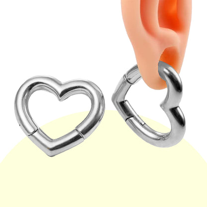 Surgical Steel Heart Ear Weights 2G & 0G with Clicker - Pair - photo 4