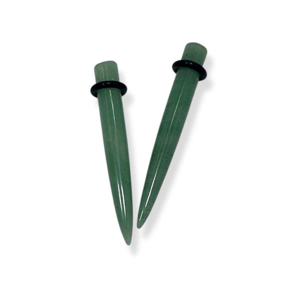 Jade Stone 2 to 6 Gauge Ear Tapers - Pair
