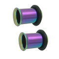 Titanium 2 Gauge Rainbow Single Flare Ear Tunnels - Pair