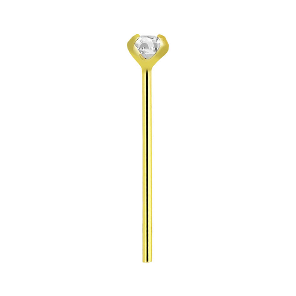 14K Solid Gold Fishtail Nose Studs 22G 11mm with CZ - 12 Pack - photo 12