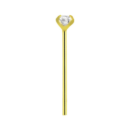 14K Solid Gold Fishtail Nose Studs 22G 11mm with CZ - 12 Pack - photo 12