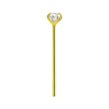 14K Solid Gold Fishtail Nose Stud 22G 11mm with CZ - 3 Colors - photo 10