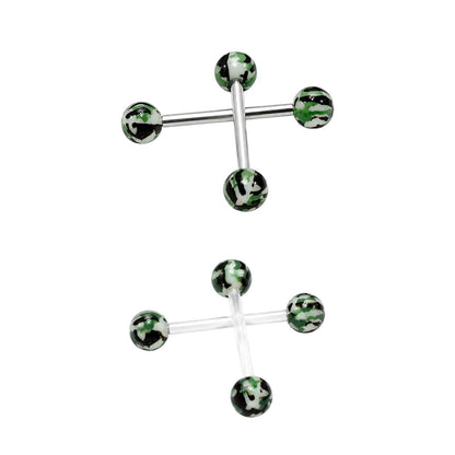 Surgical Steel 14 Gauge Straight Tongue with Camouflage Balls - Pair