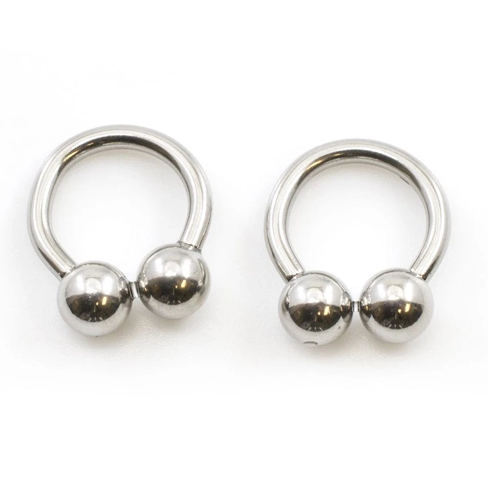 Surgical Steel 12 Gauge Horseshoe Circular Barbell Ball Ends - Pair