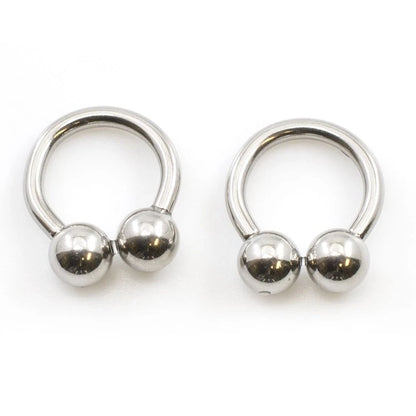 Surgical Steel 12 Gauge Horseshoe Circular Barbell Ball Ends - Pair