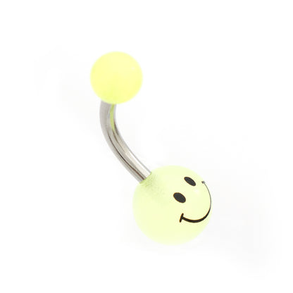Surgical Steel Glow in the Dark Smiley Face Belly Rings 14G - 2 Pack - photo 2