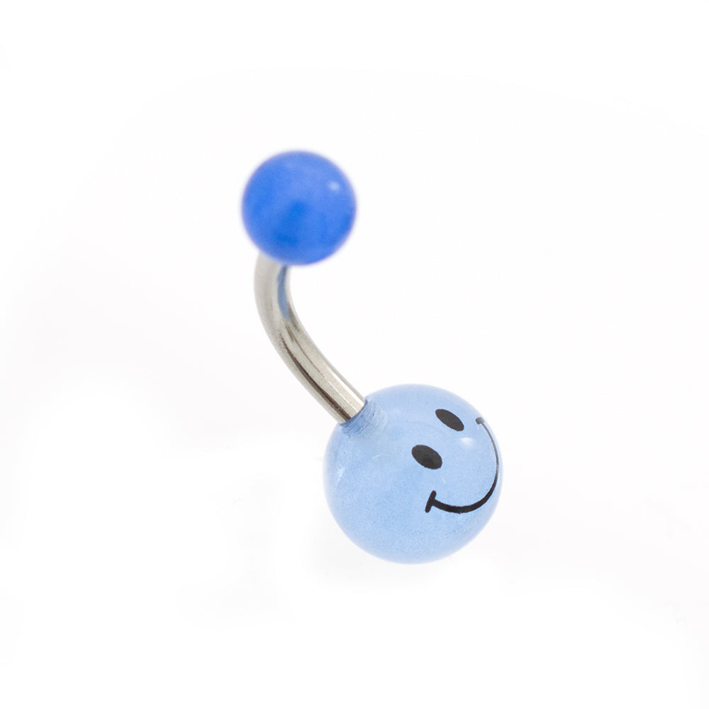 Surgical Steel Glow in the Dark Smiley Face Belly Rings 14G - 2 Pack - photo 3