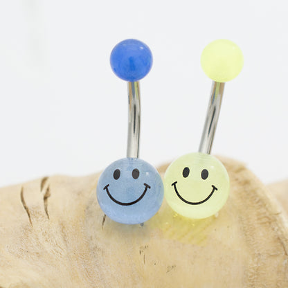 Surgical Steel Glow in the Dark Smiley Face Belly Rings 14G - 2 Pack - photo 4