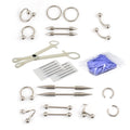 Surgical Steel Eyebrow Piercing Kit Horseshoe & Labrets - 30 Pack