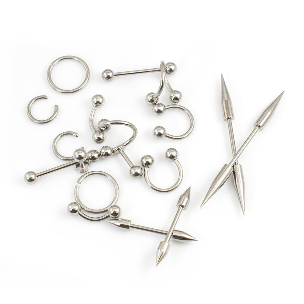 Surgical Steel Eyebrow Piercing Kit Horseshoe & Labrets - 30 Pack