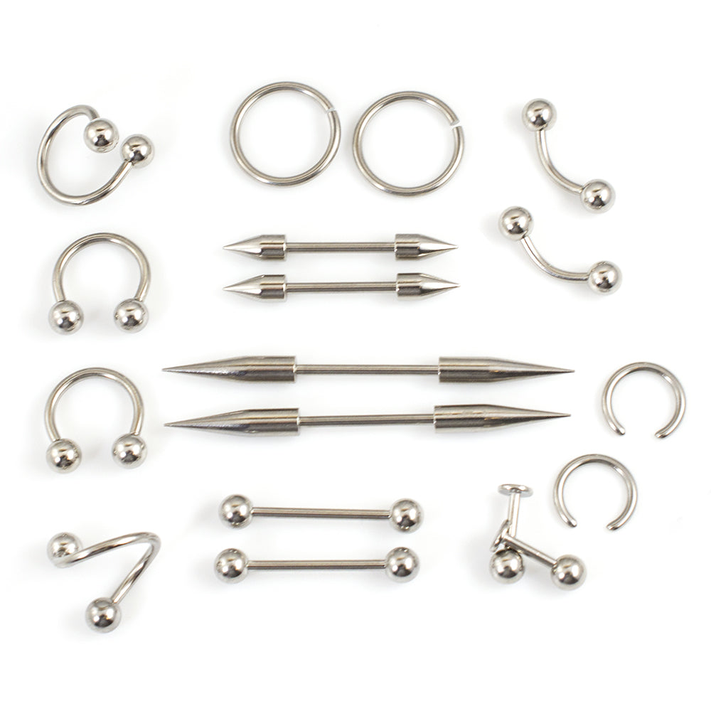 Surgical Steel Eyebrow Piercing Kit Horseshoe & Labrets - 30 Pack