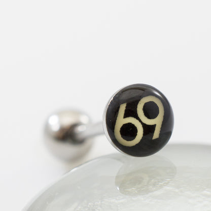 Surgical Steel 14 Gauge Tongue Barbell with Naughty Logo - photo 4