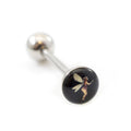Surgical Steel Tongue Ring Straight Barbell 14 Gauge Cute Fairy Logo - Kruelty