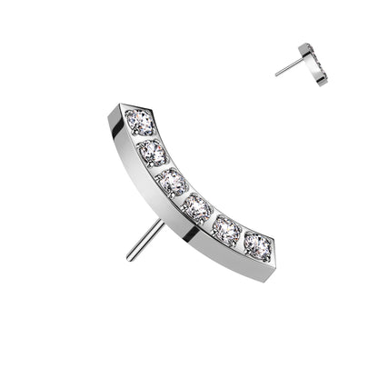 Surgical Steel Push In Threadless Curved Bar Top with CNC Set CZ - photo 3