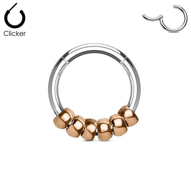 Surgical Steel Hinged Segment Ring 16 Gauge with Steel Beads - Kruelty - Photo 2