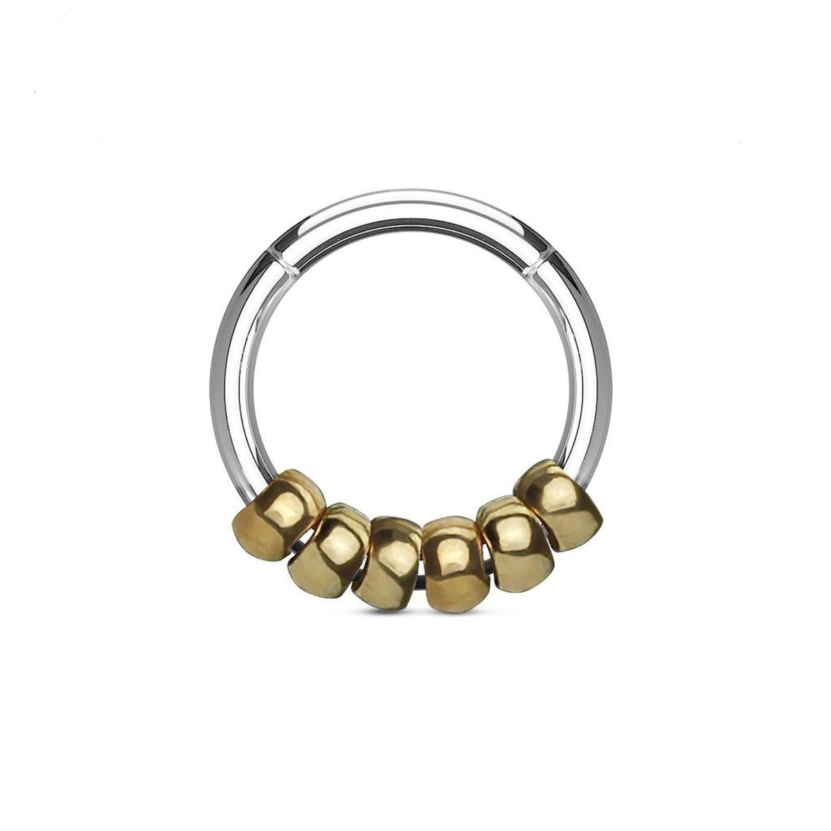 Surgical Steel Hinged Segment Ring 16 Gauge with Steel Beads - Kruelty - Photo 3