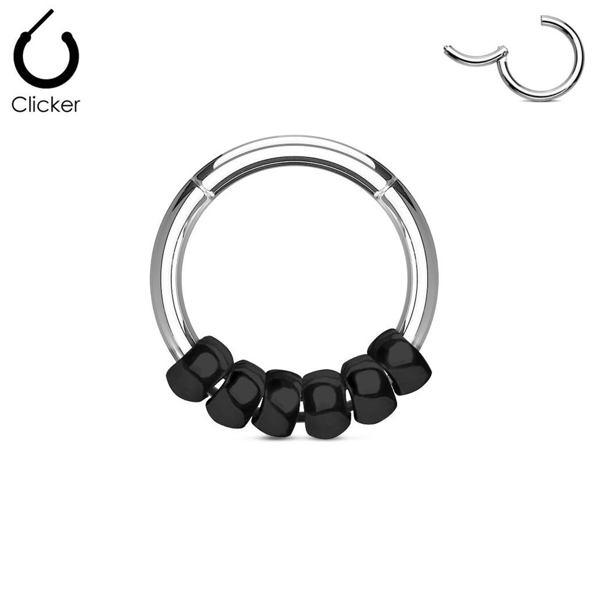 Surgical Steel Hinged Segment Ring 16 Gauge with Steel Beads - Kruelty - Photo 4
