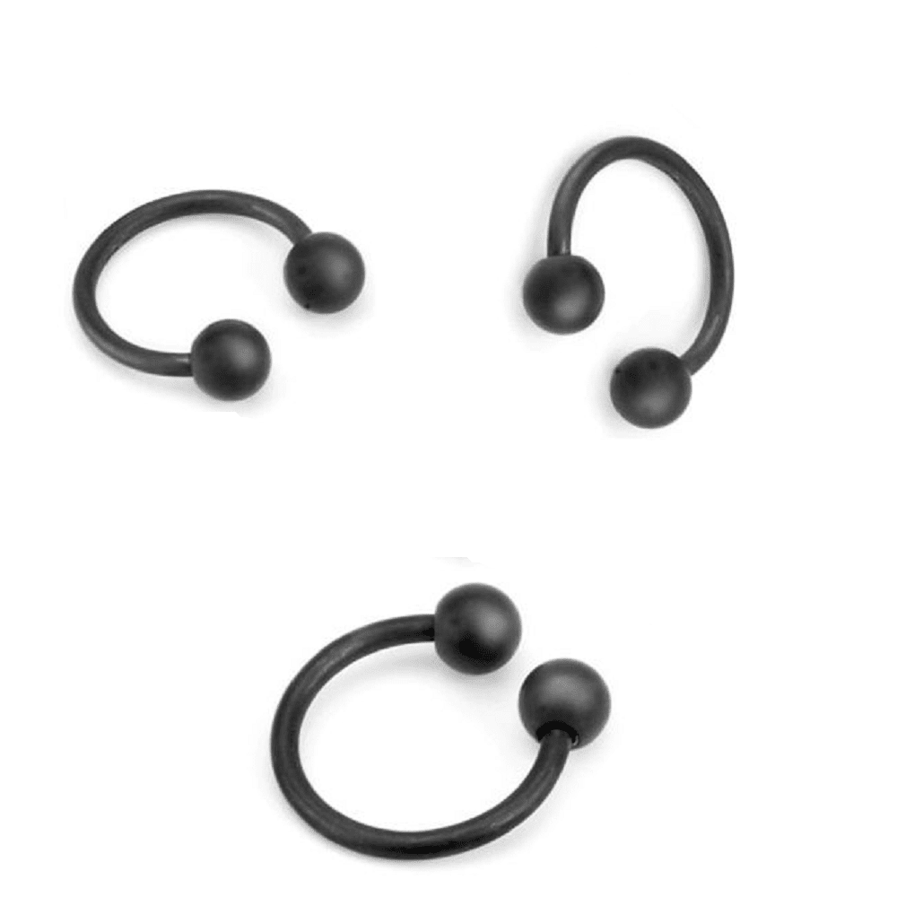 Surgical Steel 14 & 16 Gauge Matte Black Horseshoe Circular Barbell - photo 2