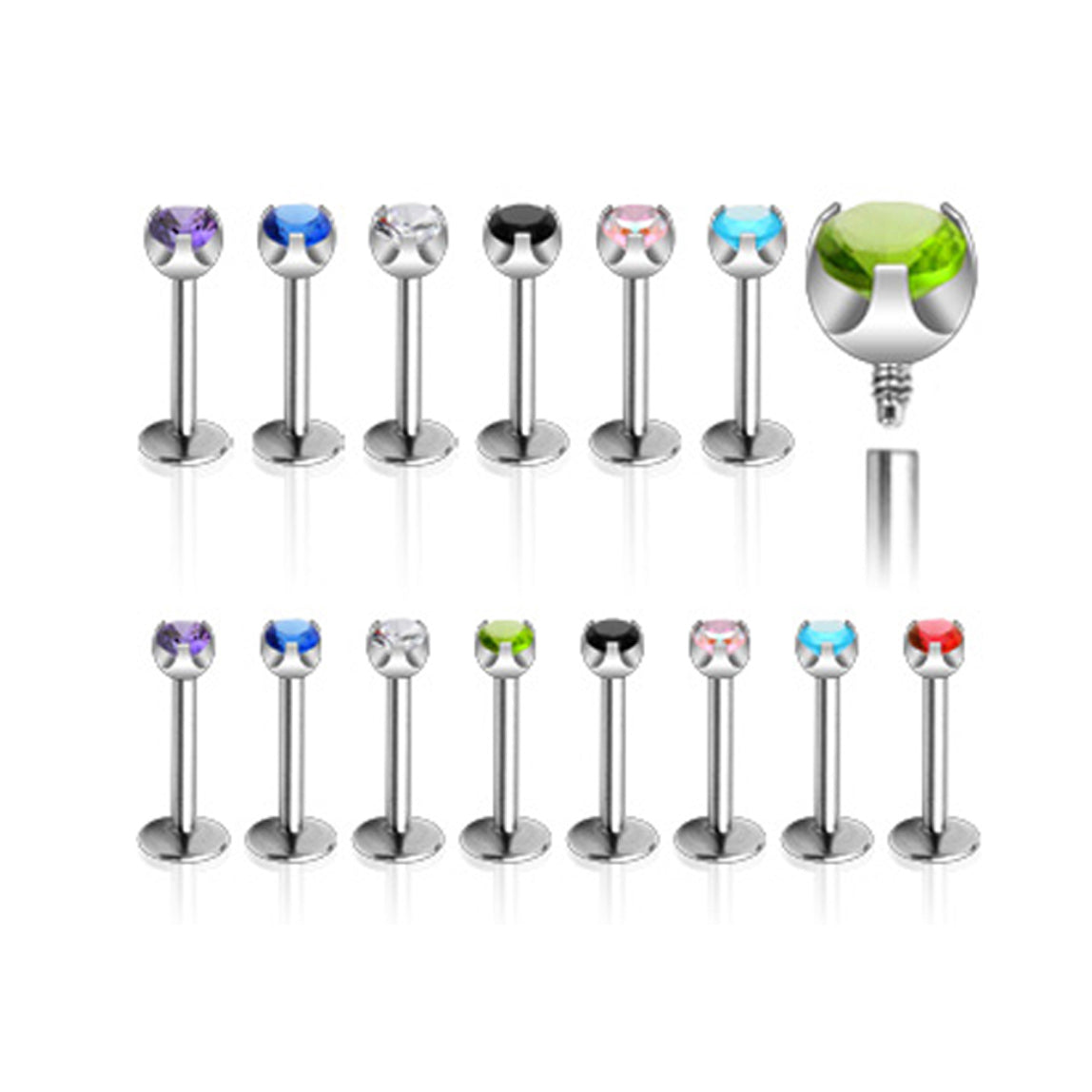 Surgical Steel 16 Gauge Monroe Labret with Prong Set CZ