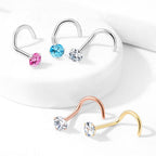 Surgical Steel Nose Ring Screw Stud 20 Gauge 1/4" Prong Round Gem - Kruelty - Photo 3