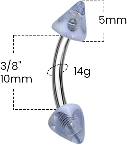 Surgical Steel 14 Gauge Spike Curved Belly Button Ring