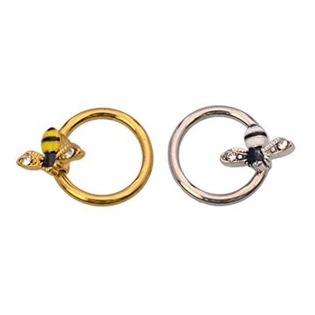 Surgical Steel Captive Bead Ring 16 Gauge 5/16" (8 mm) Bumble Bee - Kruelty