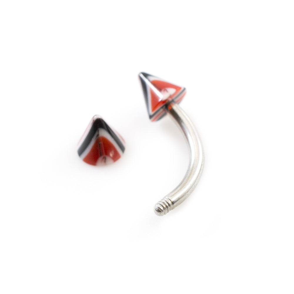 Surgical Steel Curved Barbells 16G with Colorful Spike Ends - 20 Pack - photo 3