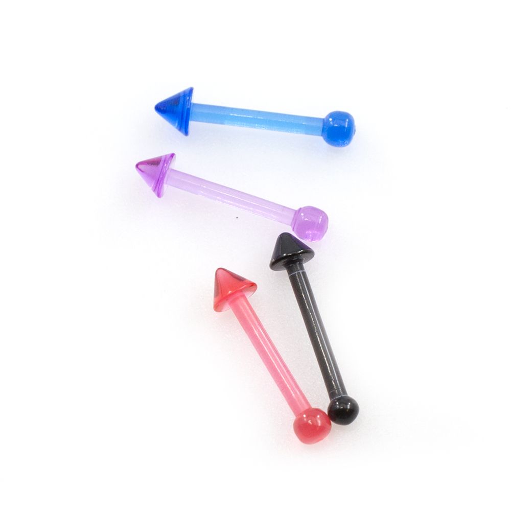 Acrylic 20 Gauge Nose Bone with Spike End - 4 Pack