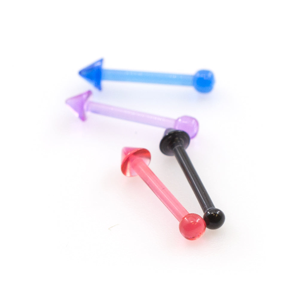 Acrylic 20 Gauge Nose Bone with Spike End - 4 Pack - photo 2